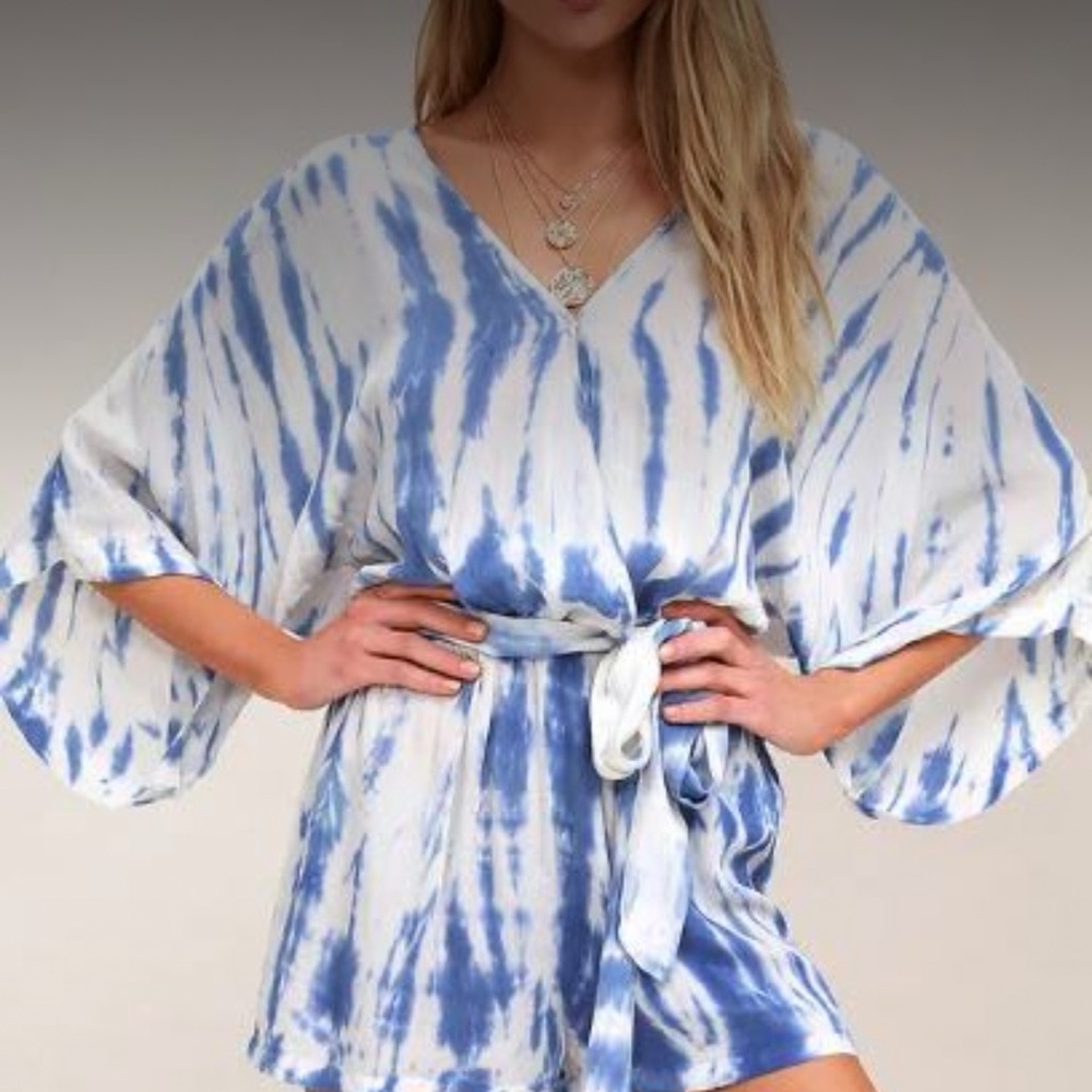 Lulu's Indigo and White Tie-Dye Romper